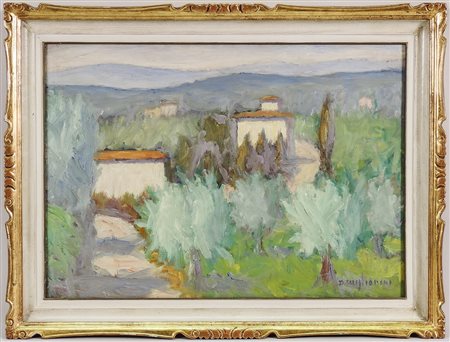DINO MIGLIORINI (1907-2005) Paesaggio toscano - Tuscan Country Landscape olio...