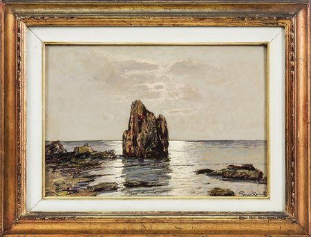 GINO ROMITI (1881-1967) Paesaggio marino - Seascape olio su faesite - oil on...