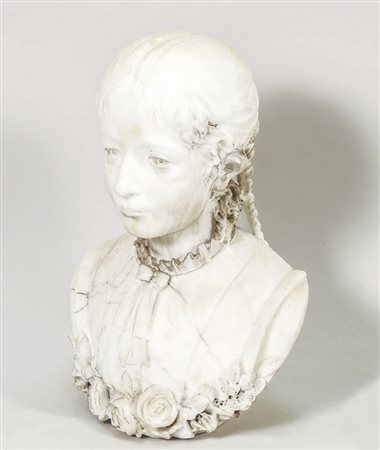EGIDIO TOPI (attivo a Volterra, inizio XX secolo) Busto di bambina - Bust of...