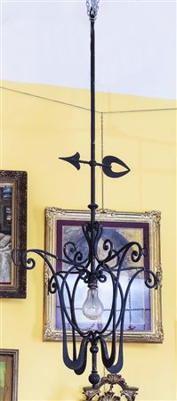 LANTERNA IN FERRO BATTUTO - WROUGHT IRON LANTERN ricavata da un antico...