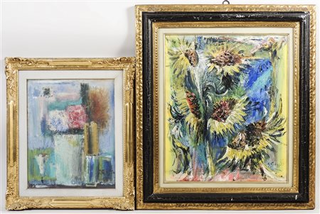 SPARTACO GREGGIO (1893-1979) Fiori - Flowers due dipinti ad olio su tela -...