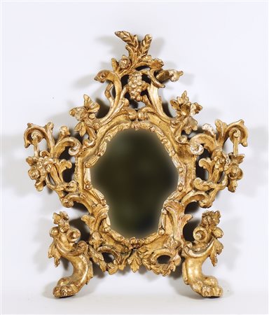 CARTAGLORIA IN LEGNO INTAGLIATO E DORATO - SMALL GILTWOOD MIRROR XIX secolo -...