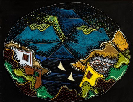 PIPPO ORIANI (Torino 1909-Roma 1972) <br>Angolo della costa ligure