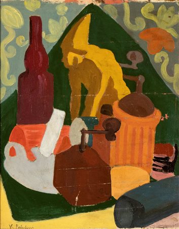 VINICIO PALADINI (Mosca 1902-Roma 1971) <br>Natura morta con bottiglie