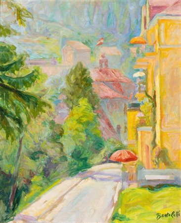 NINO BERTOLETTI (Roma 1889-1961) <br>Paesaggio con case