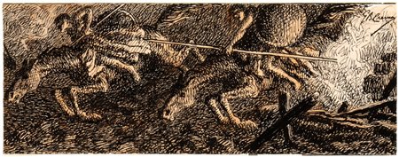 GIOVANNI BATTISTA CREMA (Ferrara 1883-Roma 1964) <br>Motivo decorativo - Scena apocalittica