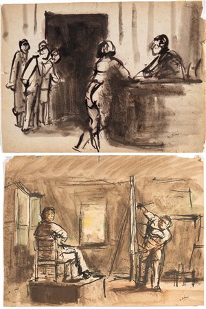 ALBERTO ZIVERI (Roma 1908-1990) <br>Lotto di due scene di genere 