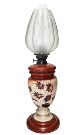 Lume a petrolio in opalina, late 19° secolo