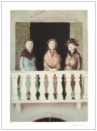 ANTONIO BUENO Berlino 1918 – Firenze 1984 Le vecchie sorelle al balcone 1983...