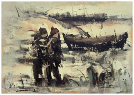 ALVARO DANTI Livorno 1911 – 1985 Senza titolo Olio su tavola 34,5 x 50. Firma...