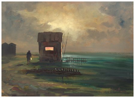 DOMENICO SELOSKI Napoli 1924 – Livorno 1981 Senza titolo Olio su faesite 35 x...