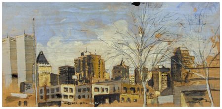 MASSIMO LOMI Livorno 1953 Prima era così 2005 Tempera su tavola 20 x 40....