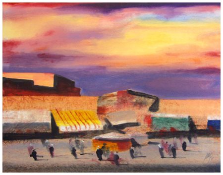 SALVATORE MAGAZZINI Pistoia 1955 Marrakech Olio su tavola 40 x 50. Firma in...