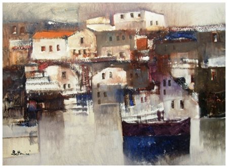 LIDO BETTARINI Sesto Fiorentino 1927 Darsena 1974 Olio su tela 50 x 70. Data...