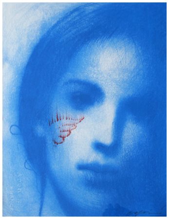 OMAR GALLIANI Montecchio Emilia 1954 In blù Pastelli policromi su carta 40 x...