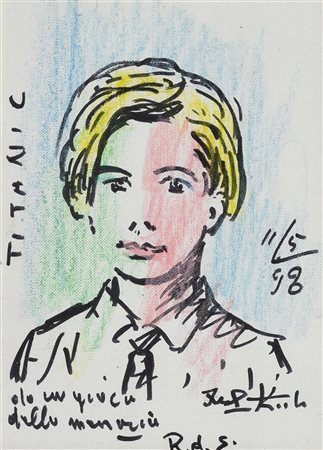 Ibrahim Kodra (1918 - 2006) TITANIC (LEONARDO DI CAPRIO), 1998 tecnica mista...