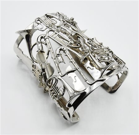 Arman (1928 - 2005) BRACCIALE "STRUMENTI", 1991 argento 925, cm 9x7,5x5,5, gr...
