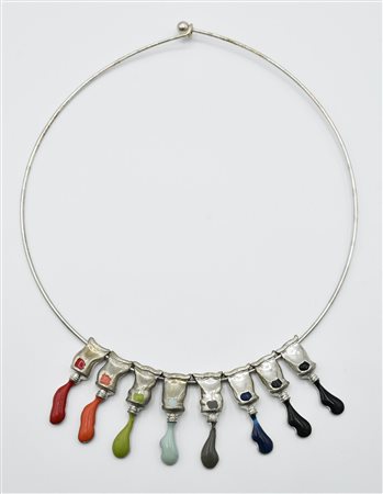 Arman (1928 - 2005) COLLANA "8 TUBES", 2001 placcato argento e smalti, diam....