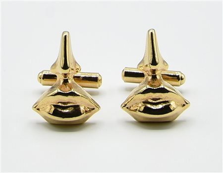 Salvador Dali' (1904 - 1989) GEMELLI "NEZ-BOUCHE" bronzo vermeille, cm...