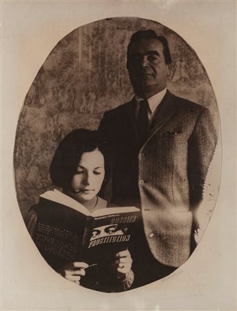 Mimmo Rotella (Catanzaro 1918-Milano 2006)  - Remo e Anita nel mio studio a Parigi, 1967