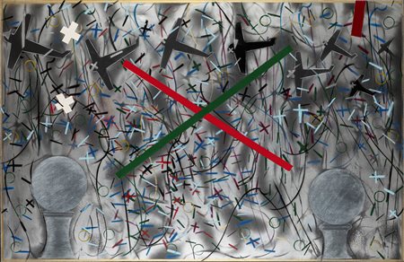 Franco Angeli (Roma 1935-1988)  - Inverno a villa Poniathowski, 1986