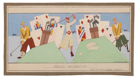 Cesare Andreoni (Milano 1903-Milano 1961)  - Fregio decorativo per un circolo di golf e bridge, 1932 (dated 1934 as authenticated)