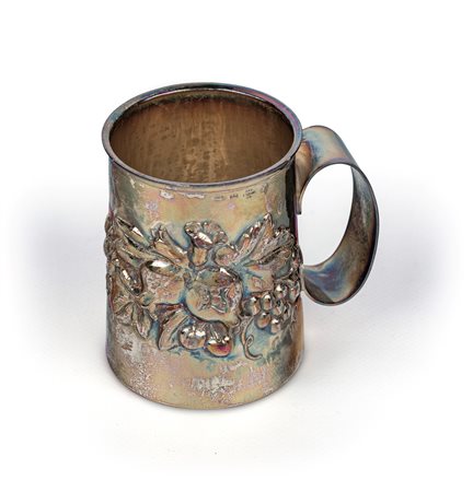 Bicchiere in argento con manico, Leoni, Firenze corpo cilindrico...