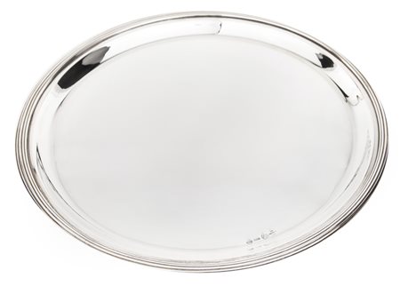 Piatto in argento 800, argenteria Leoni con profilo percorso da sottili...
