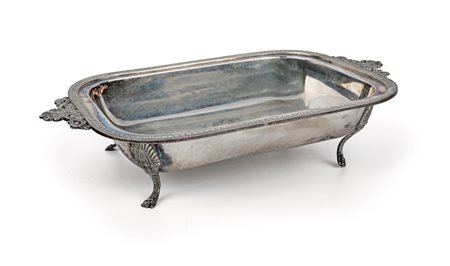 Portavivande rettangolare angoli arrotondati e profilo percorso da palmette;...