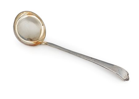 Mestolo in argento lunga impugnatura liscia con sommità trilobata cm 30x9 -...