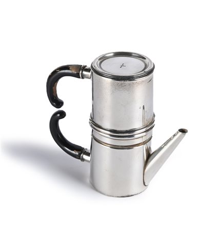 Piccola caffettiera napoletana in argento manici in legno nero altezza cm 13...
