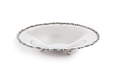 Alzatina in argento 800/000 vaschetta circolare poggiante su tre piedini a...