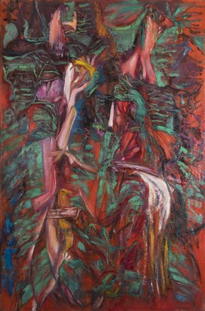 POMPILIO MANDELLI<BR>Villarotta di Luzzara (RE) 1912 - 2006 Bologna<BR>"Figure nel bosco" 1979