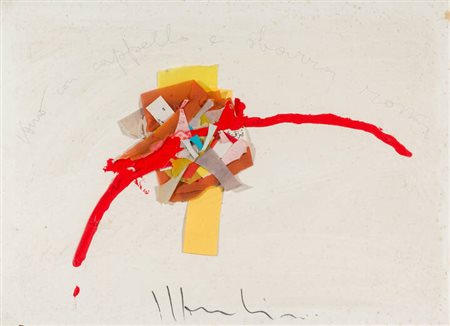 ALDO MONDINO<BR>Torino 1938 - 2005<BR>"Uomo con cappello e sbarra rossa"