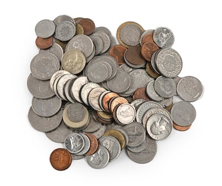 Lotto di monete di metallo vile Francia, Gran Bretagna, Germania, Canada,...