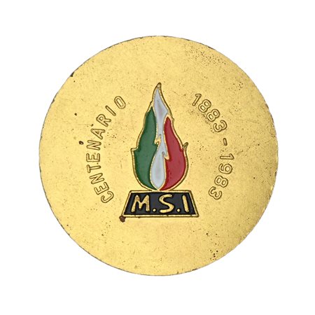 Una Medaglia in metallo dorato M.S.I. Anniversario mussoliniano