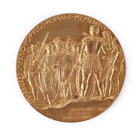 Giuseppe Romagnoli (1872-1966) Medaglia di bronzo dorato uniface 1930 - TU...