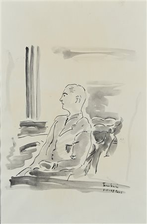 Orfeo Tamburi (Jesi 1910-Parigi 1994) Ritratto di Malaparte a Parigi 1949...