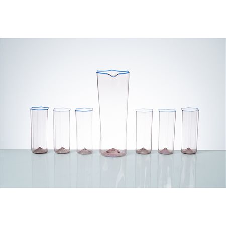 CARLO SCARPA, Una caraffa e sei bicchieri modello “Esagonale”