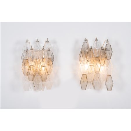 CARLO SCARPA, Coppia di lampade a parete serie “Poliedri”