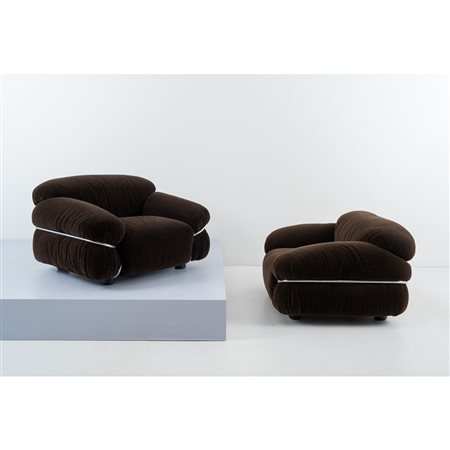 GIANFRANCO FRATTINI, Coppia di poltrone modello “595  Sesann”