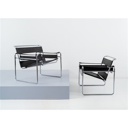MARCEL BREUER, Coppia di poltrone modello "B3" "Wassily"