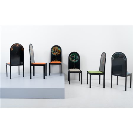 BJORN WIINBLAD, Sei sedie serie “Quattro punti cardinali”