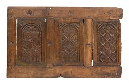 MOBILE DEL XIV SECOLO PANNELLO GOTICO IN LEGNO SCOLPITO, XIV SECOLO,...
