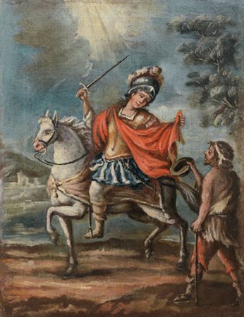 PITTORE DEL XVIII SECOLO San Martino Olio su tela cm. 68x53,5.