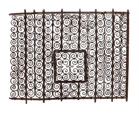 OGGETTISTICA VARIA GRATA IN FERRO FORGIATO, XVI SECOLO, centrata da sportello...