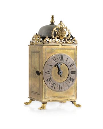 OROLOGIO DA MURO PENDOLA A LANTERNA, INIZIO XVIII SECOLO, cassa in ferro e...