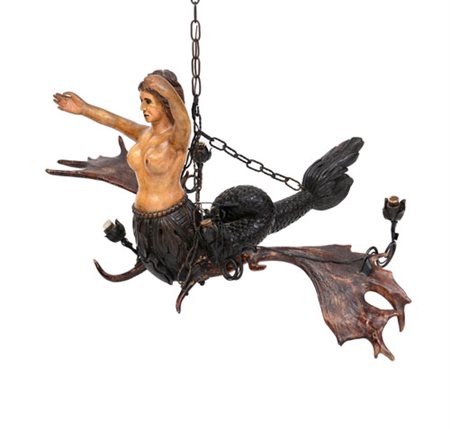 OGGETTISTICA VARIA LAMPADARIO "LUSTER", FINE XIX SECOLO, composto da figura...