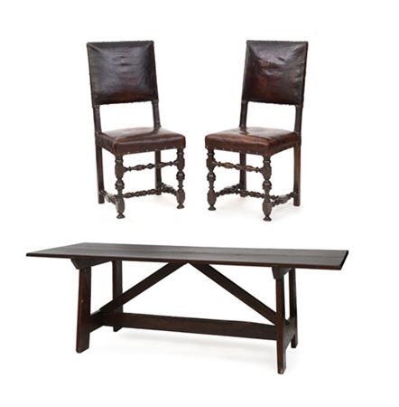 MOBILE DEL XIX SECOLO GRANDE TAVOLO A CAVALLETTO IN LEGNI VARI COMPOSTO DA...