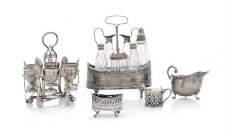 ARGENTI RECENTI SET PORTAUOVA WILLIAM IV IN ARGENTO, LONDRA, 1830, CON...